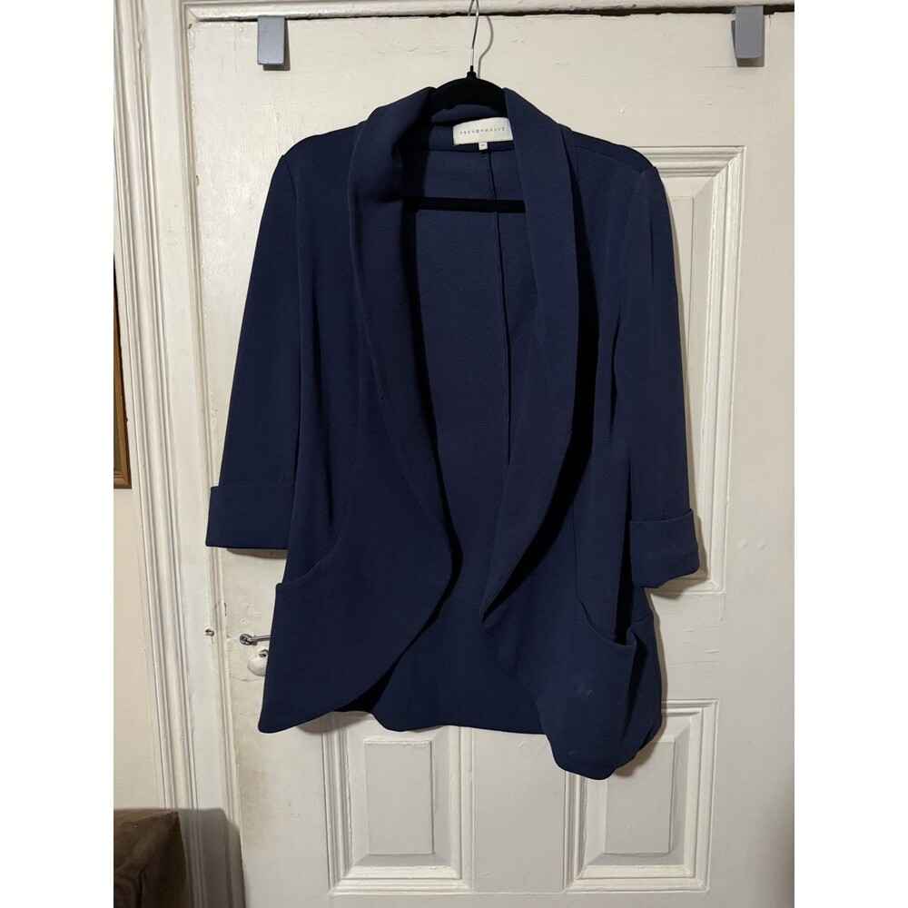 French Mauve Navy Blue Oversized Boyfriend Blazer Jacket Size Medium